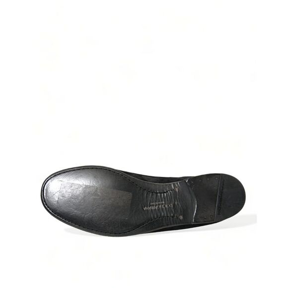 Dolce & Gabbana Black RUNWAY Velour AMALFI Loafers Men's Shoes